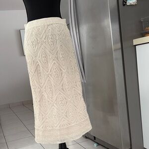 Ultra Pink Cream Knit Midi Skirt